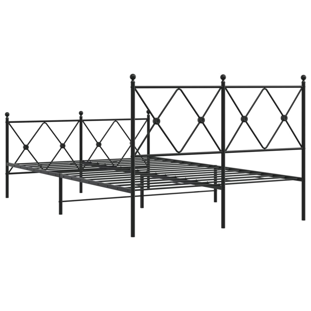 Metalni okvir kreveta uzglavlje i podnožje crni 120x200 cm