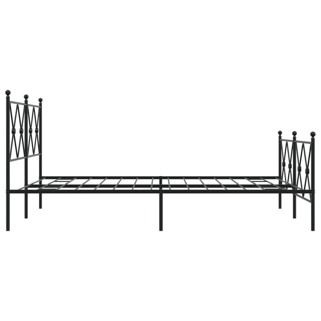 Metalni okvir kreveta uzglavlje i podnožje crni 137x190 cm