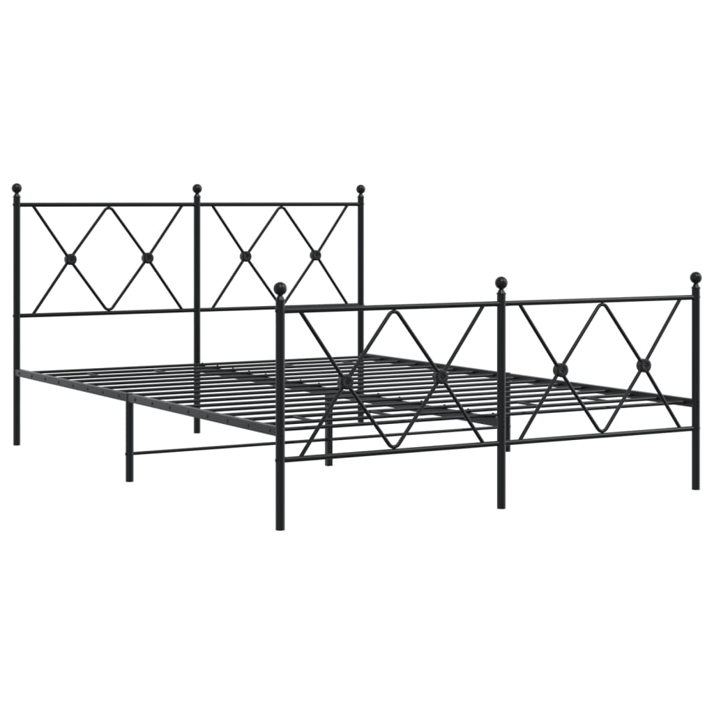 Metalni okvir kreveta uzglavlje i podnožje crni 140x200 cm