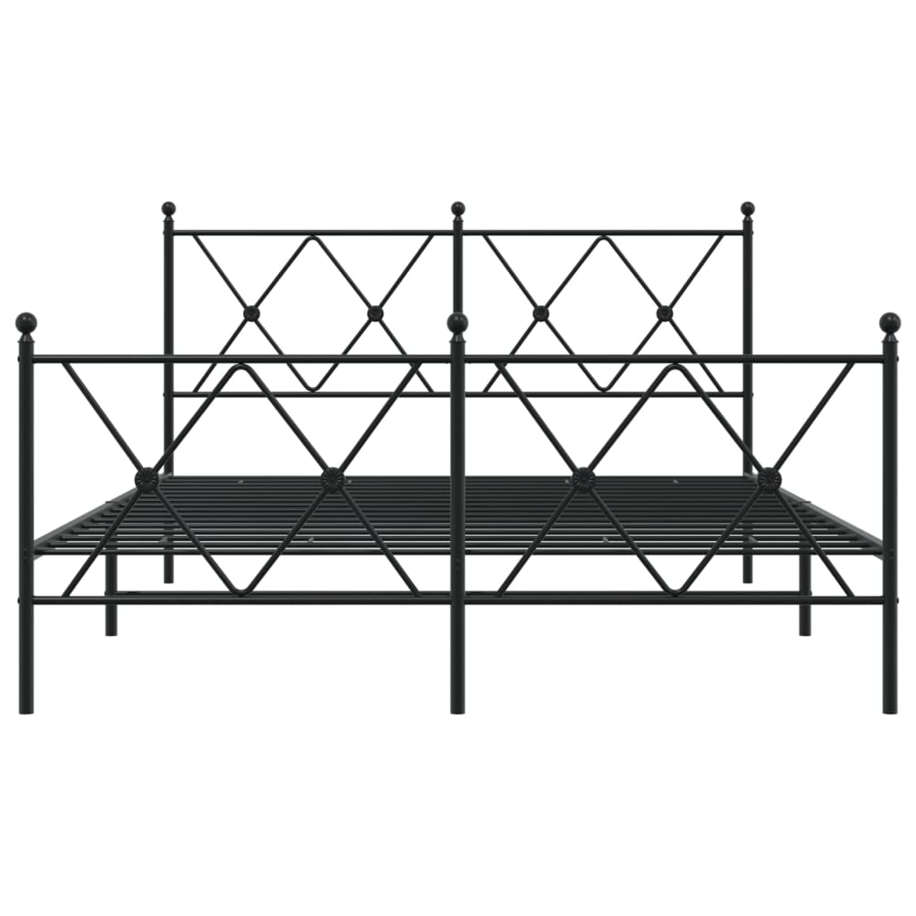 Metalni okvir kreveta uzglavlje i podnožje crni 140x200 cm