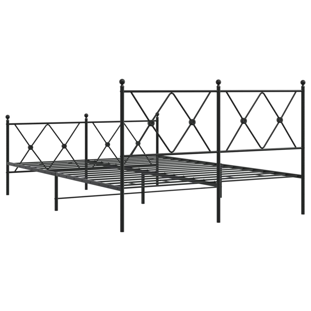 Metalni okvir kreveta uzglavlje i podnožje crni 140x200 cm