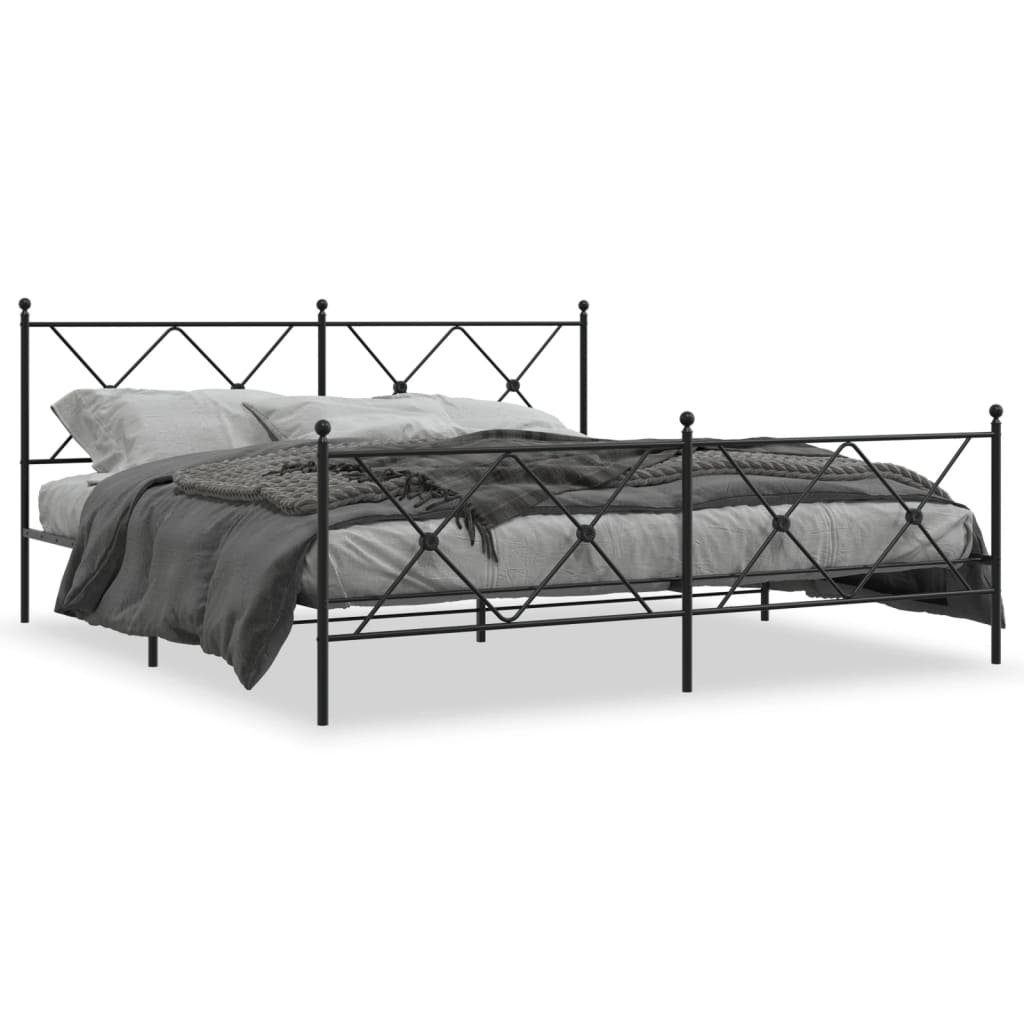 Metalni okvir kreveta uzglavlje i podnožje crni 183x213 cm