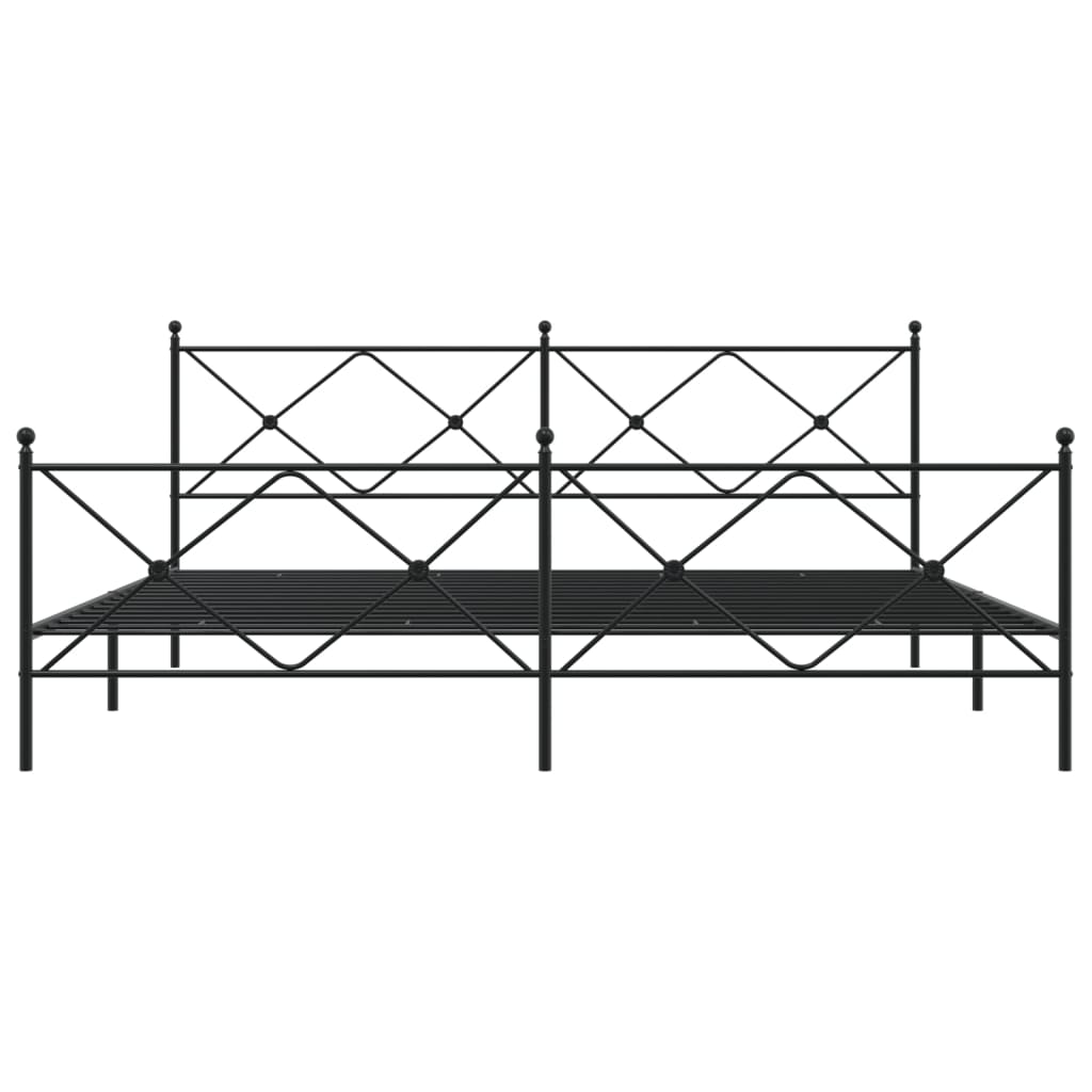 Metalni okvir kreveta uzglavlje i podnožje crni 193x203 cm