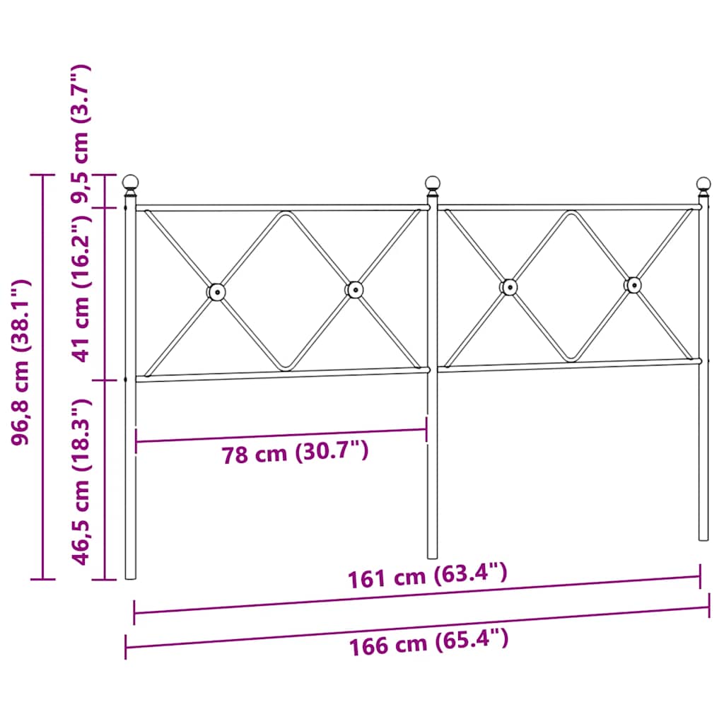Metalno zamjensko uzglavlje crno 160 cm