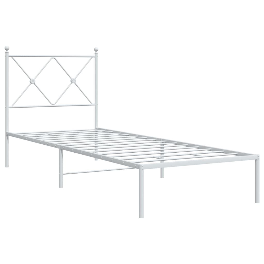 Metalni okvir za krevet s uzglavljem bijeli 80x200 cm