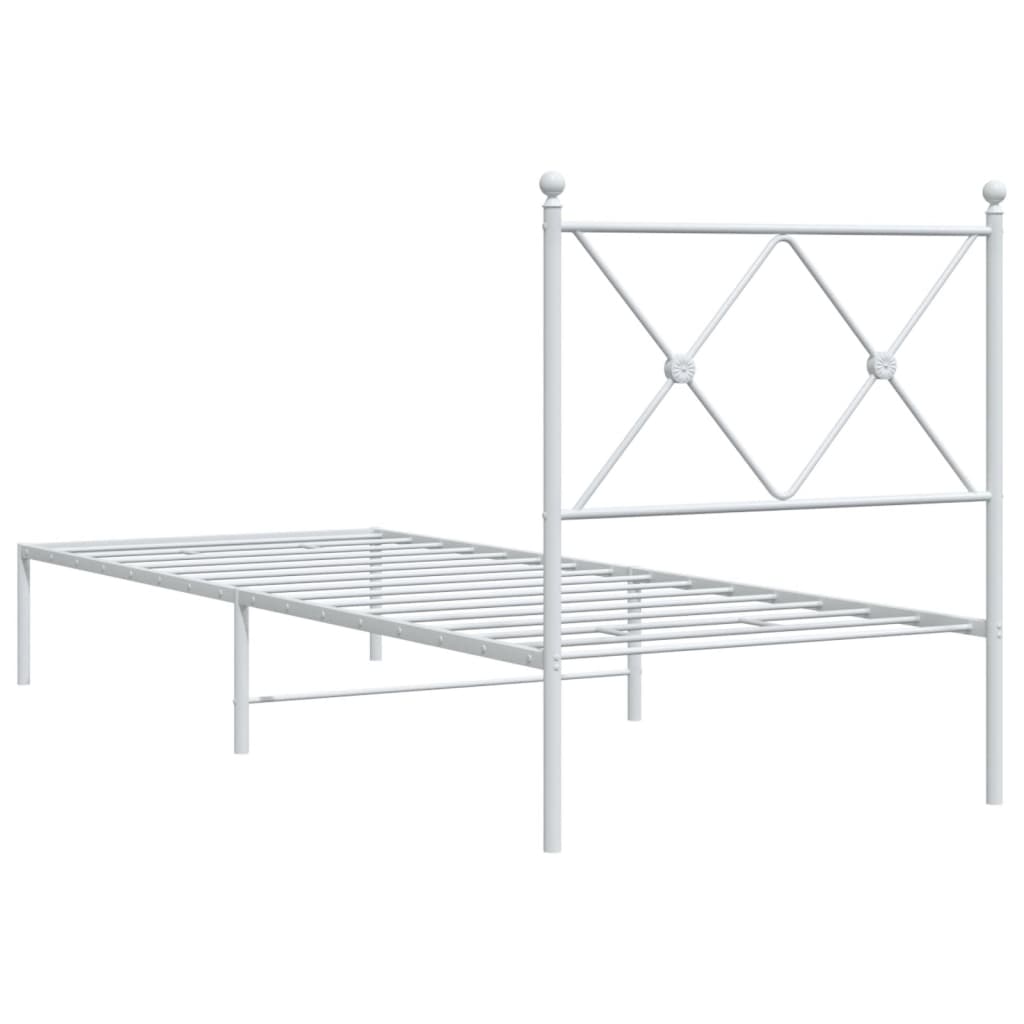 Metalni okvir za krevet s uzglavljem bijeli 80x200 cm