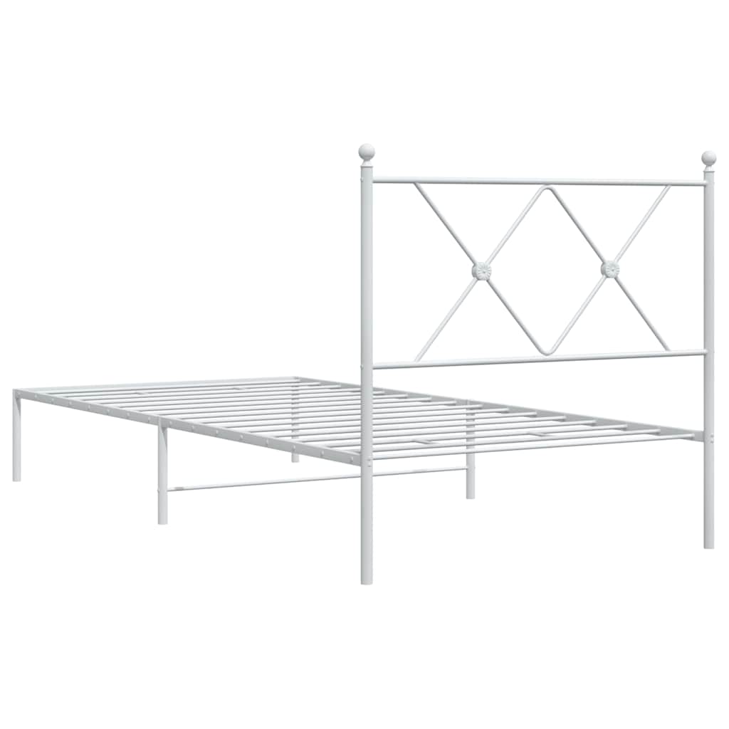 Metalni okvir za krevet s uzglavljem bijeli 90 x 190 cm