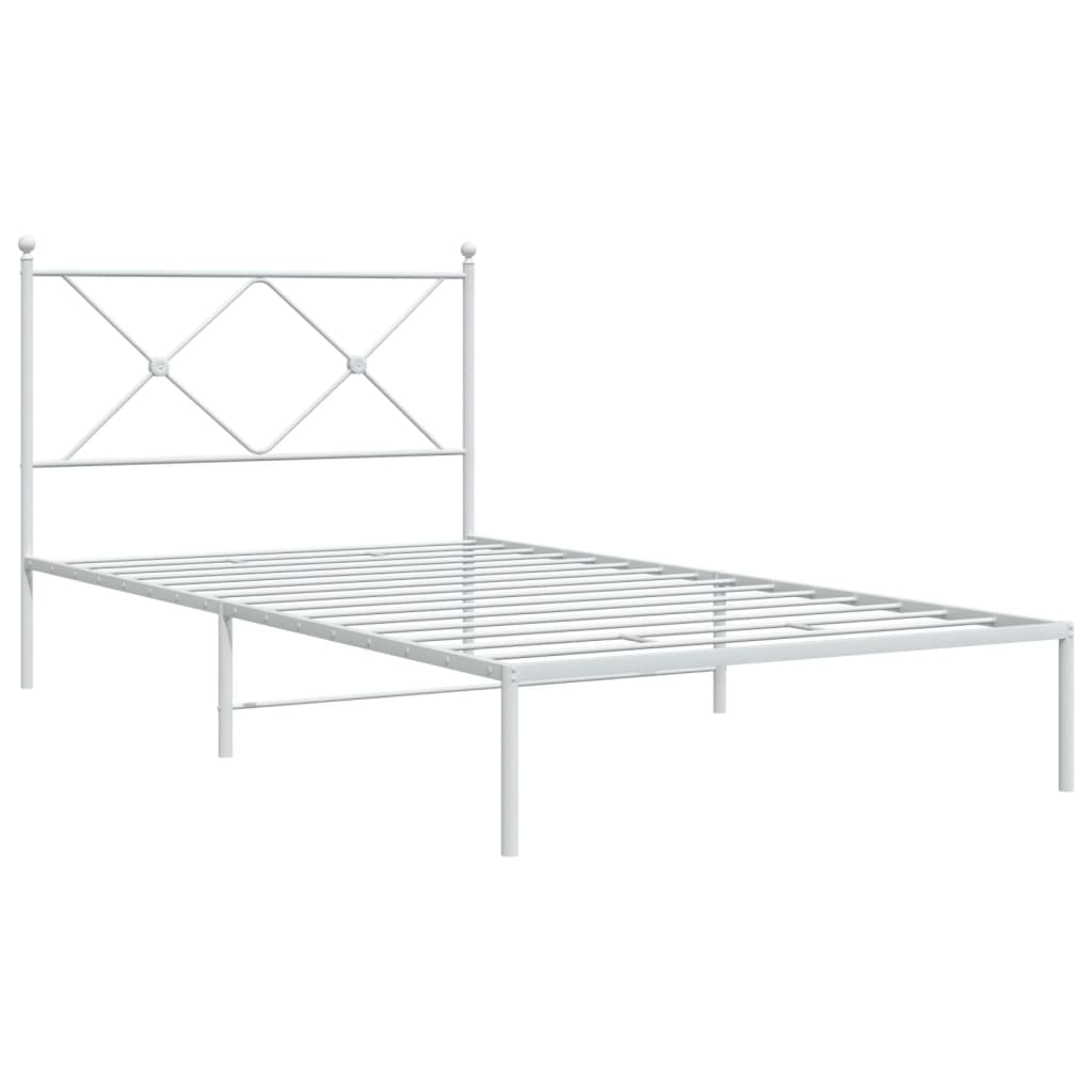 Metalni okvir za krevet s uzglavljem bijeli 100x190 cm