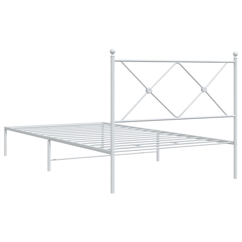 Metalni okvir za krevet s uzglavljem bijeli 100x190 cm