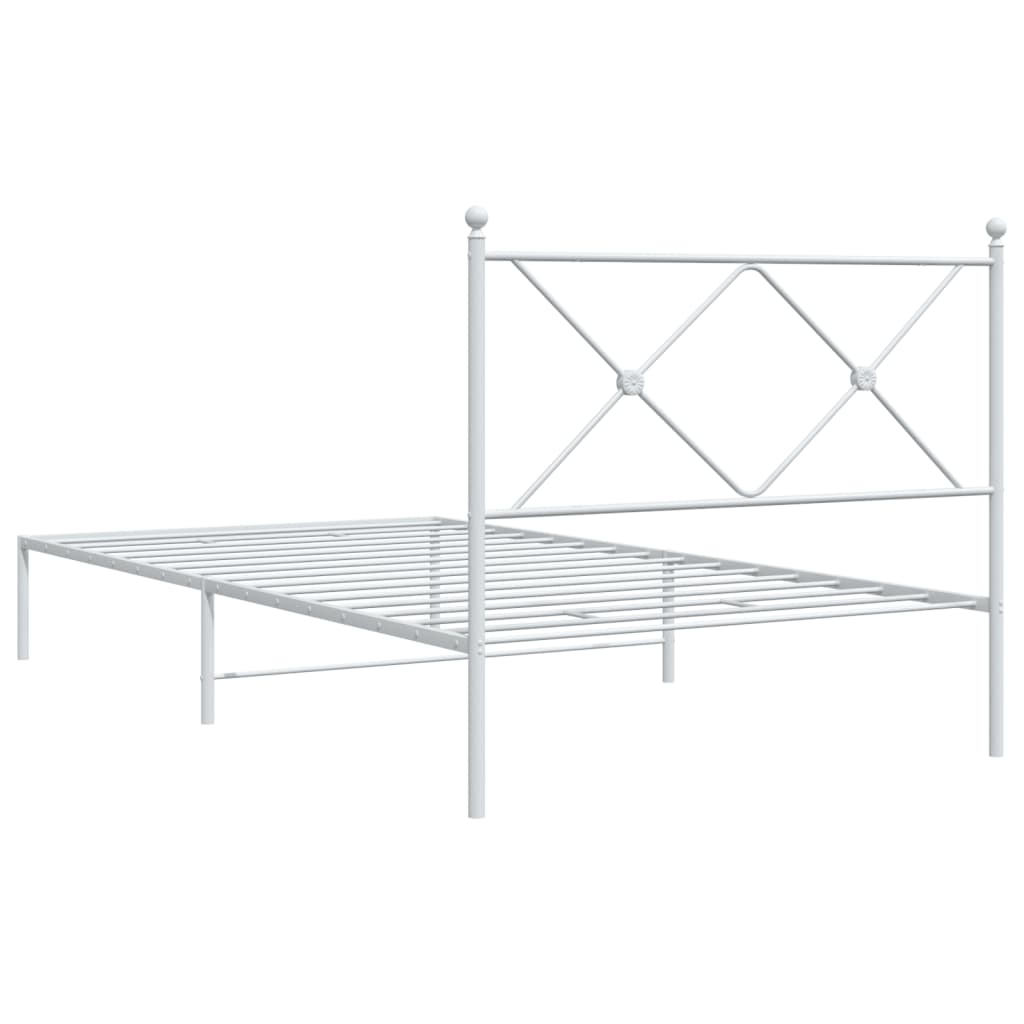 Metalni okvir za krevet s uzglavljem bijeli 100x200 cm
