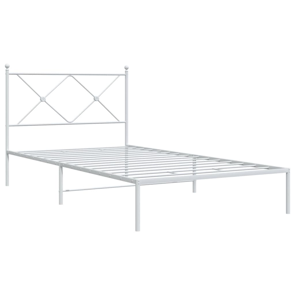 Metalni okvir za krevet s uzglavljem bijeli 107x203 cm