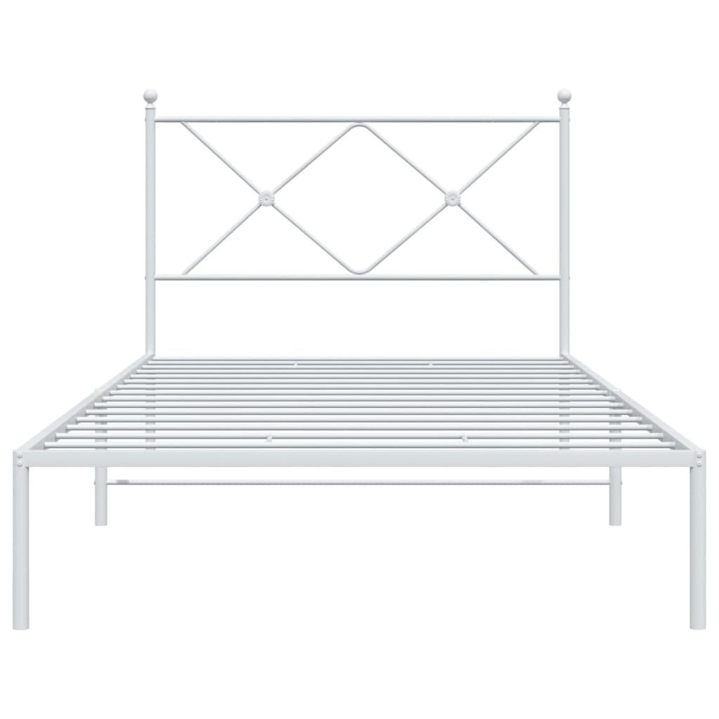 Metalni okvir za krevet s uzglavljem bijeli 107x203 cm