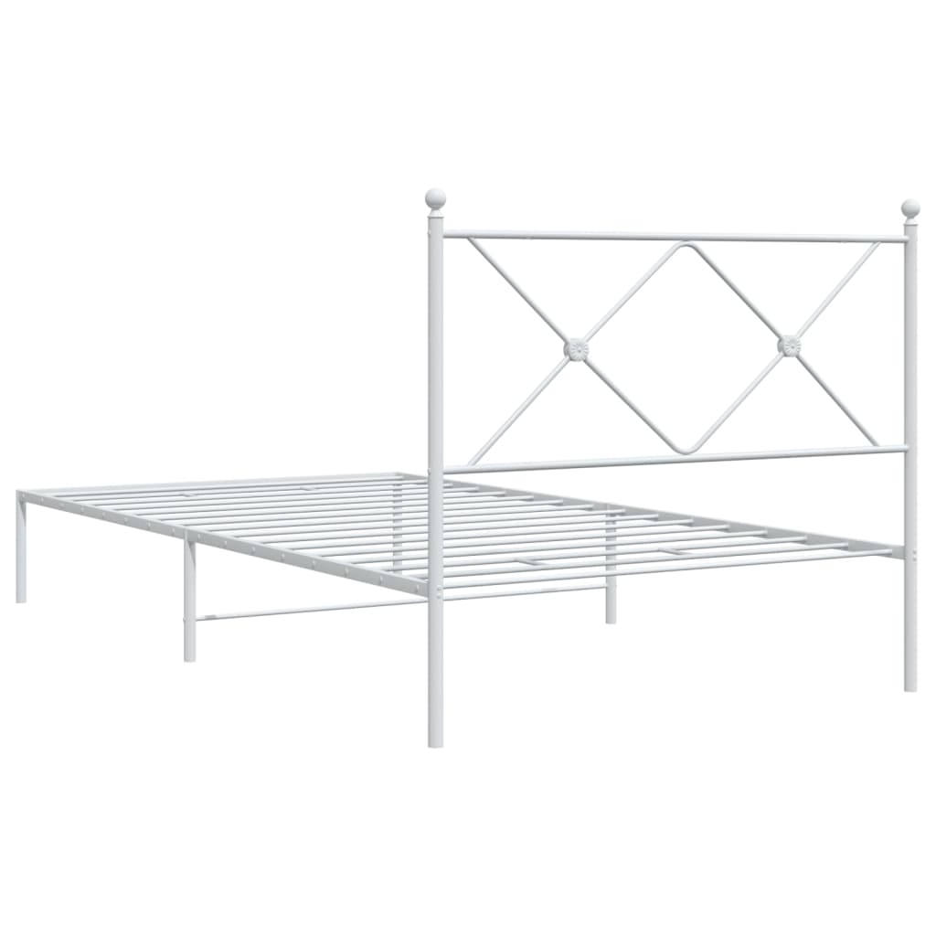 Metalni okvir za krevet s uzglavljem bijeli 107x203 cm