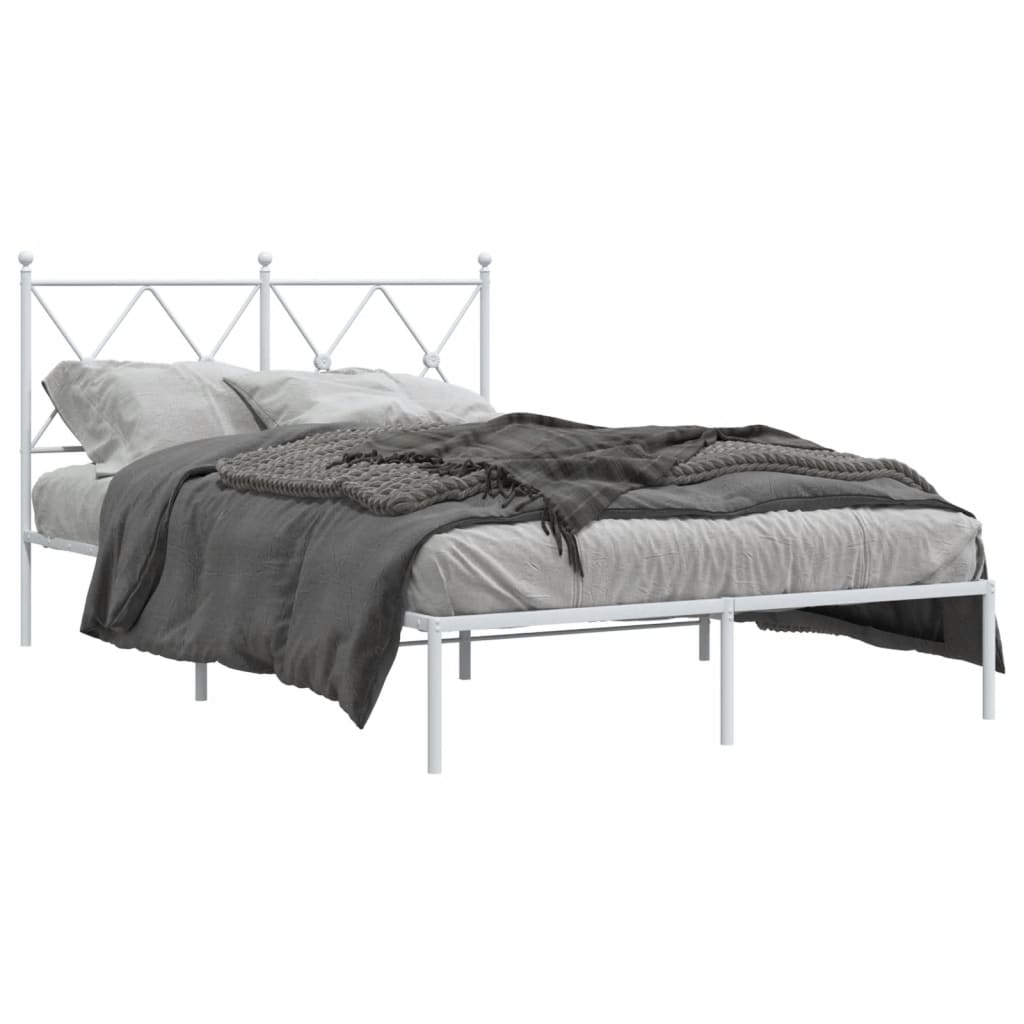 Metalni okvir za krevet s uzglavljem bijeli 120 x 190 cm