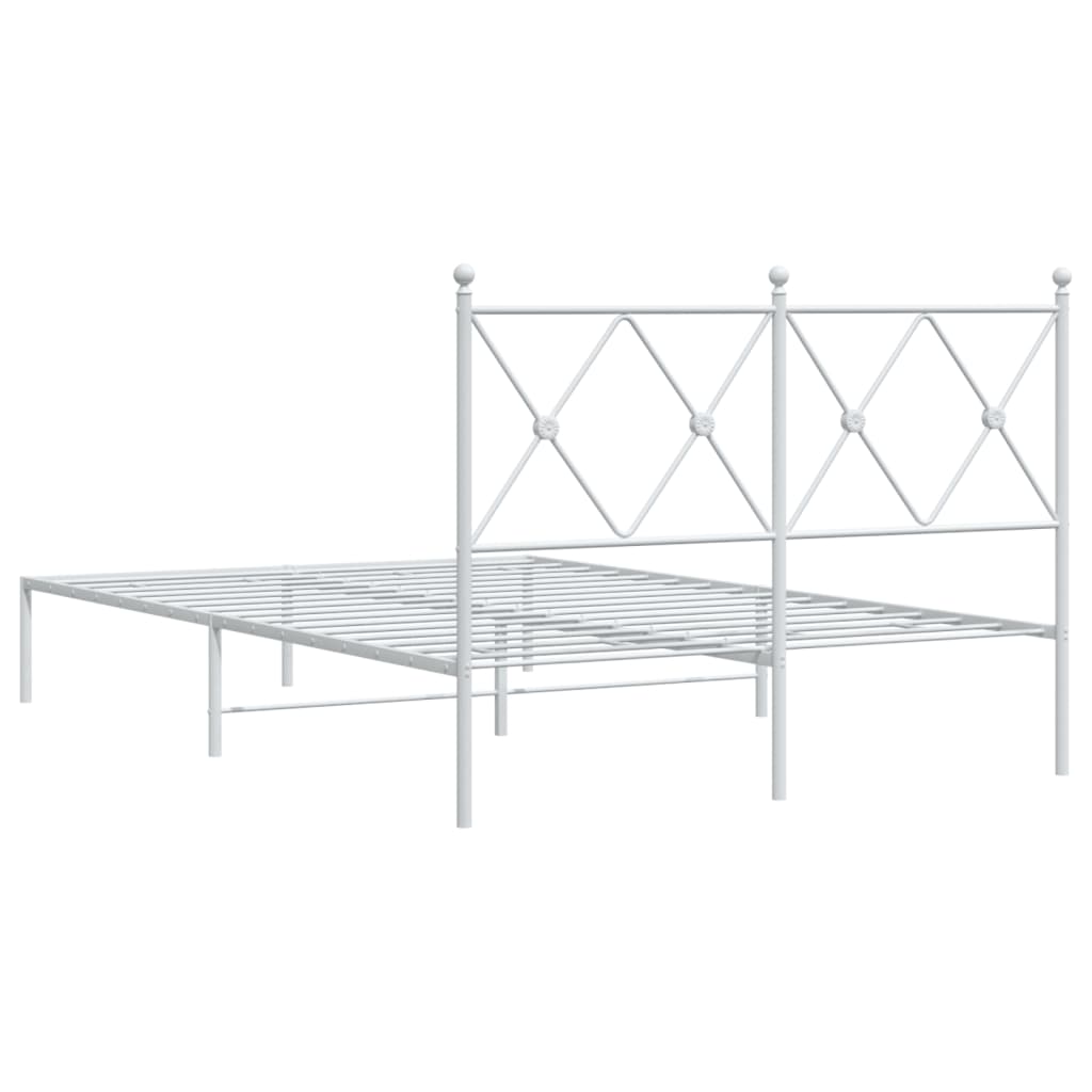 Metalni okvir za krevet s uzglavljem bijeli 120 x 190 cm