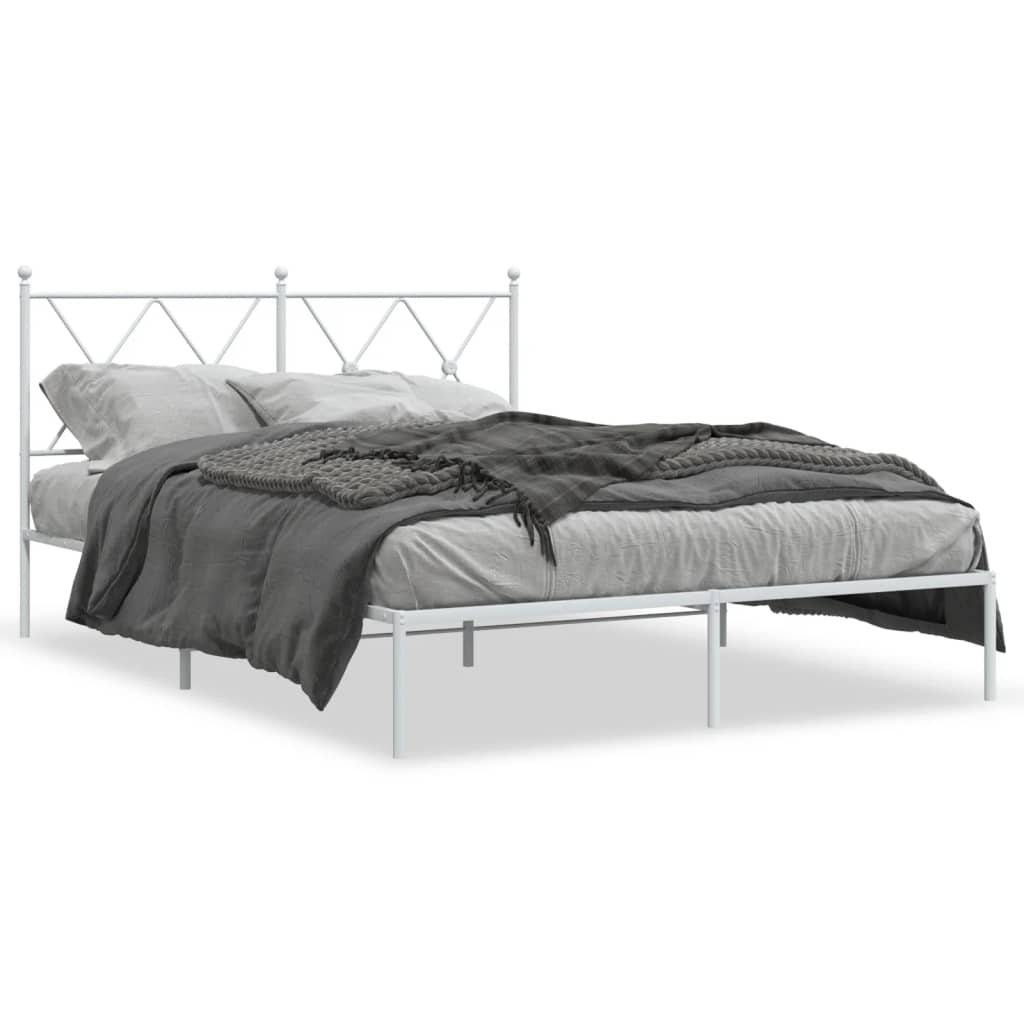 Metalni okvir za krevet s uzglavljem bijeli 140 x 190 cm