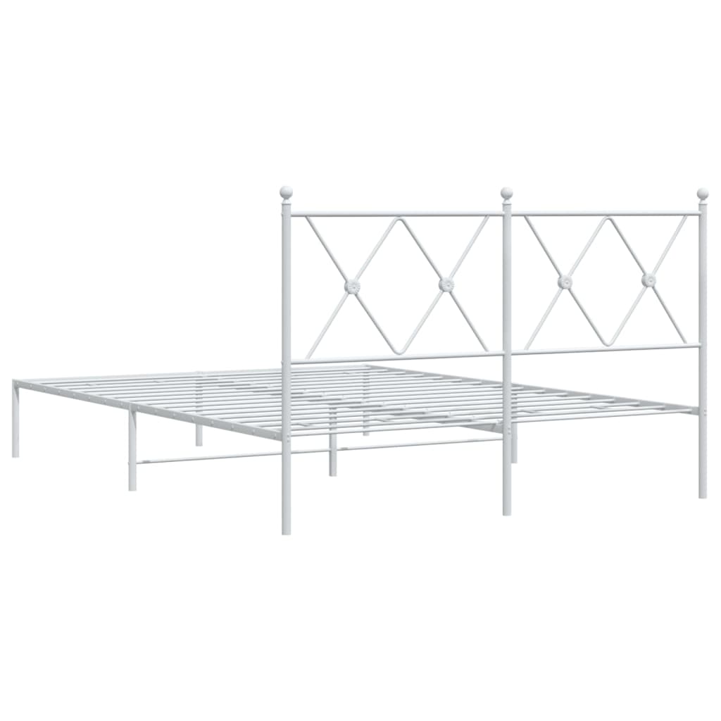 Metalni okvir za krevet s uzglavljem bijeli 140 x 190 cm