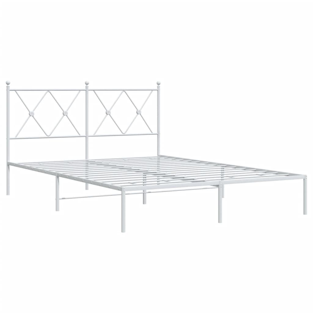 Metalni okvir za krevet s uzglavljem bijeli 140 x 200 cm