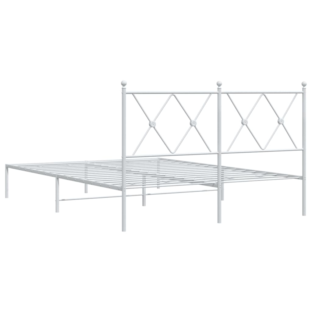 Metalni okvir za krevet s uzglavljem bijeli 140 x 200 cm