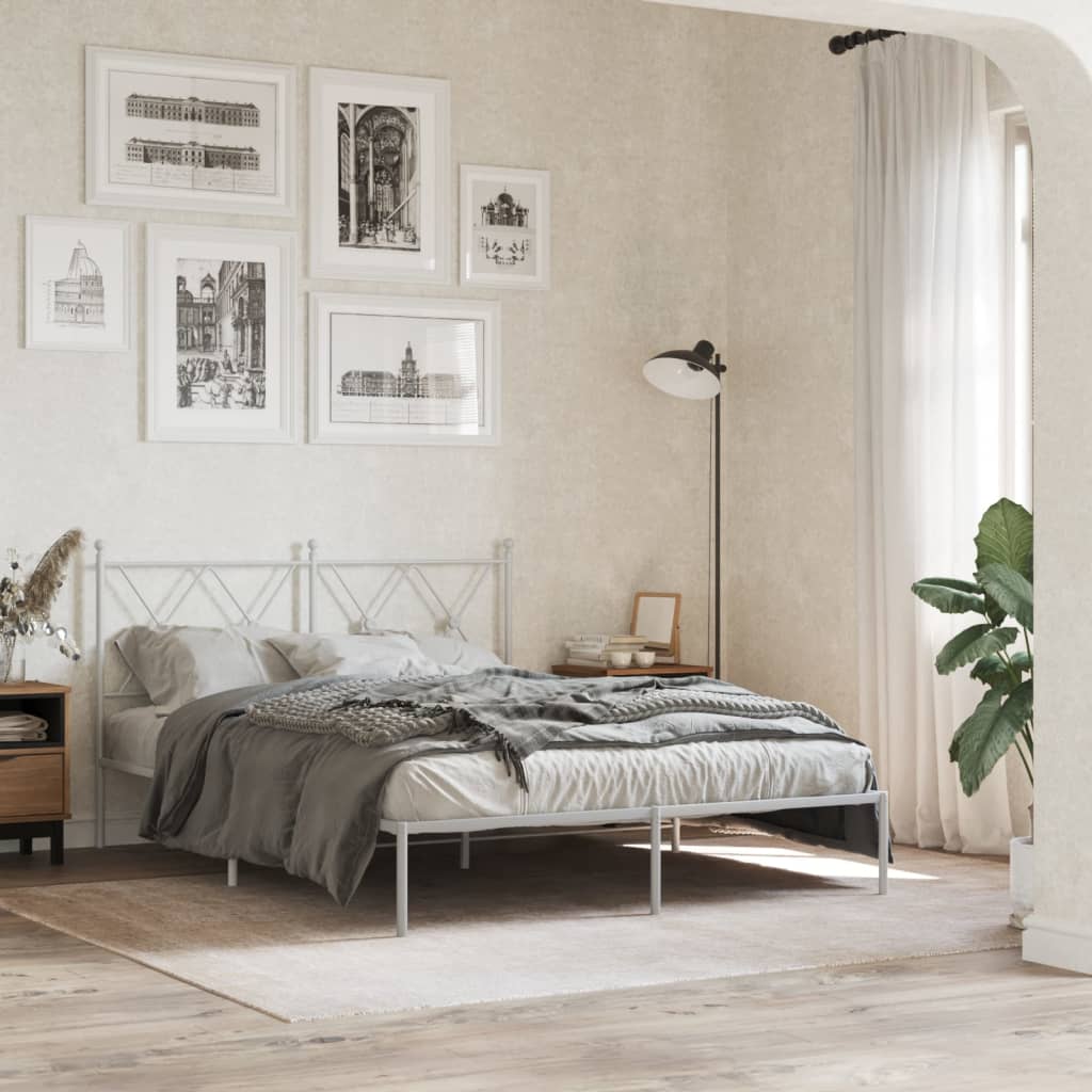 Metalni okvir za krevet s uzglavljem bijeli 140 x 200 cm