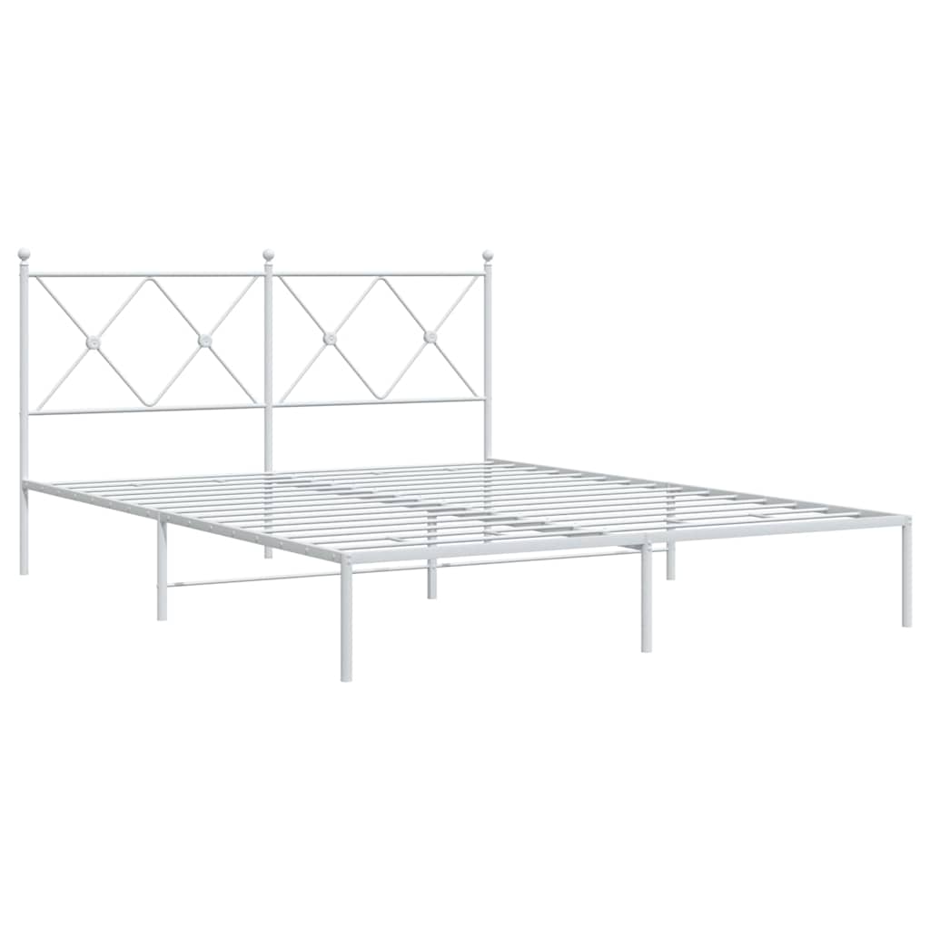 Metalni okvir za krevet s uzglavljem bijeli 150x200 cm