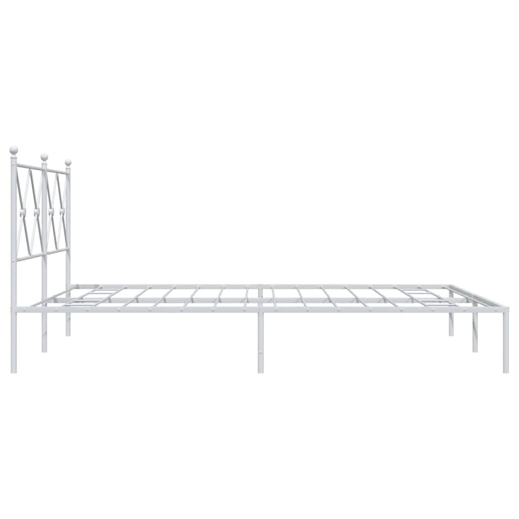 Metalni okvir za krevet s uzglavljem bijeli 150x200 cm