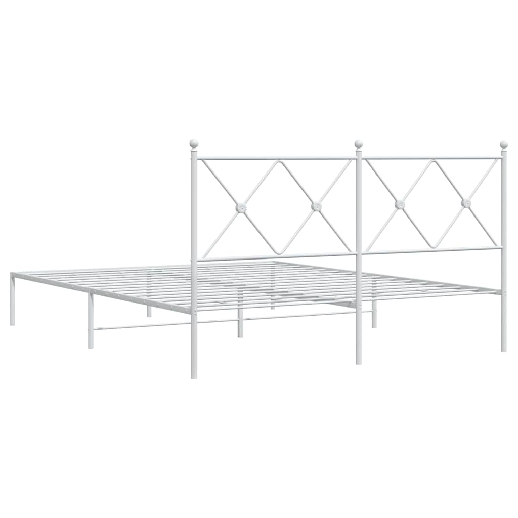 Metalni okvir za krevet s uzglavljem bijeli 150x200 cm