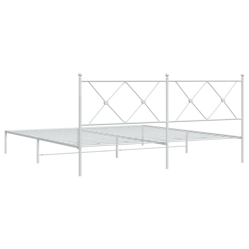 Metalni okvir za krevet s uzglavljem bijeli 180x200 cm