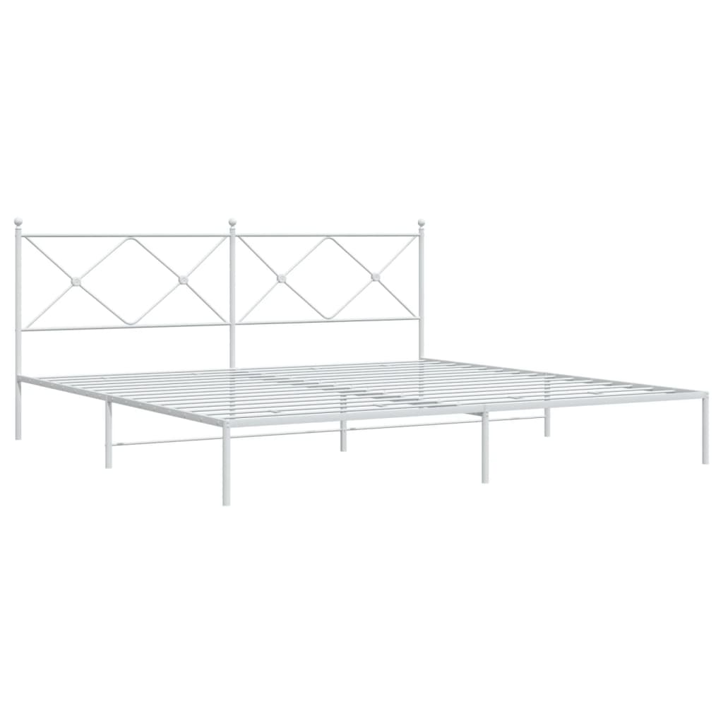 Metalni okvir za krevet s uzglavljem bijeli 193x203 cm