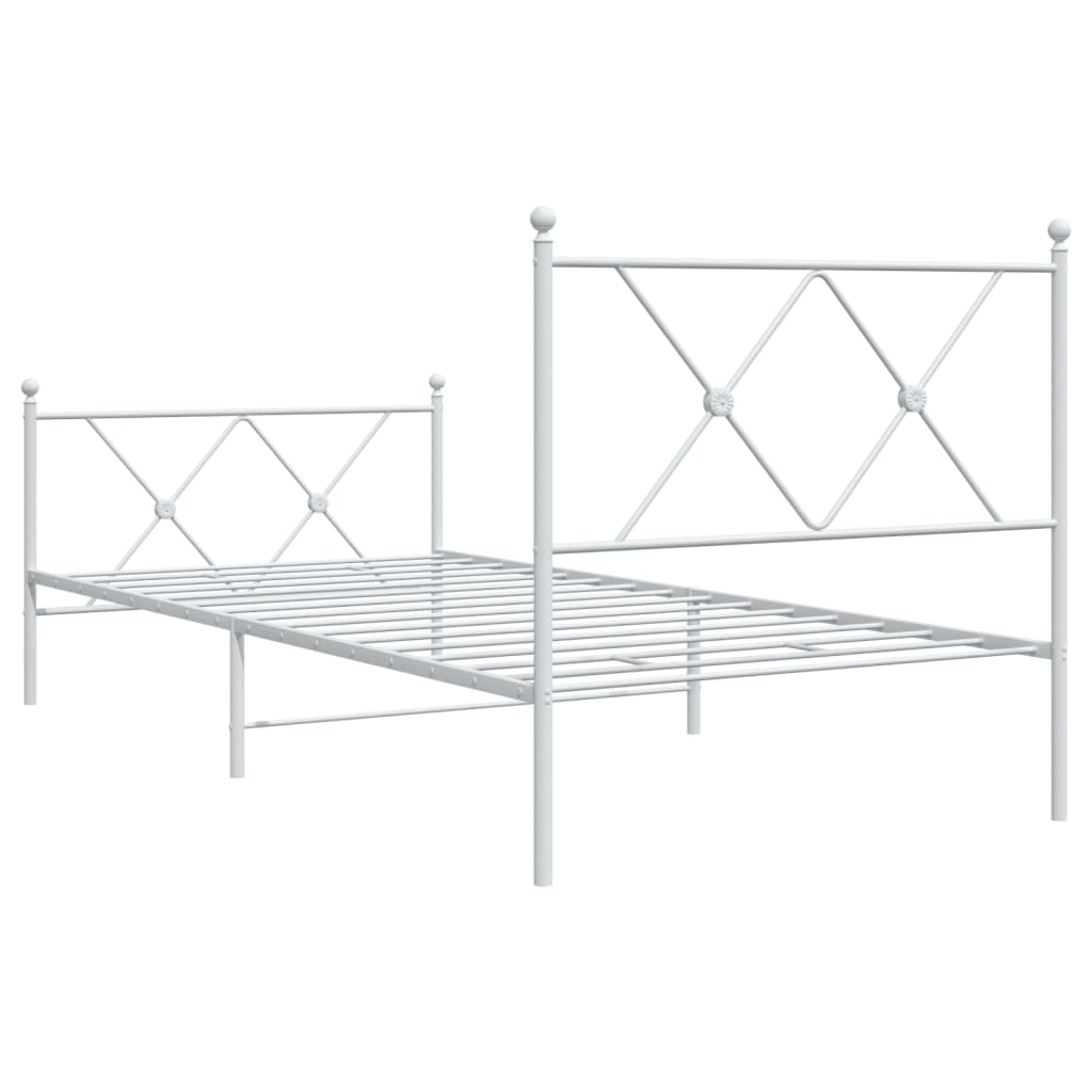 Metalni okvir kreveta uzglavlje i podnožje bijeli 90x190 cm