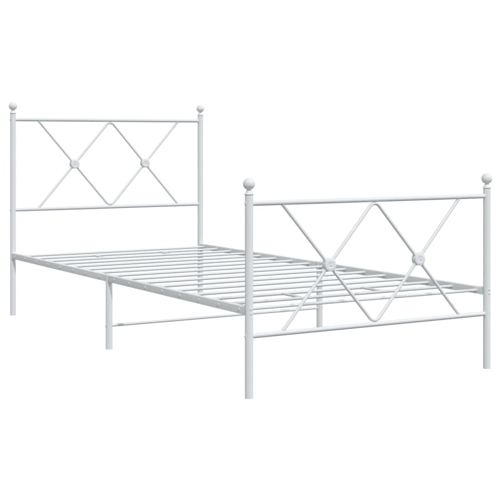 Metalni okvir kreveta uzglavlje i podnožje bijeli 90 x 200 cm