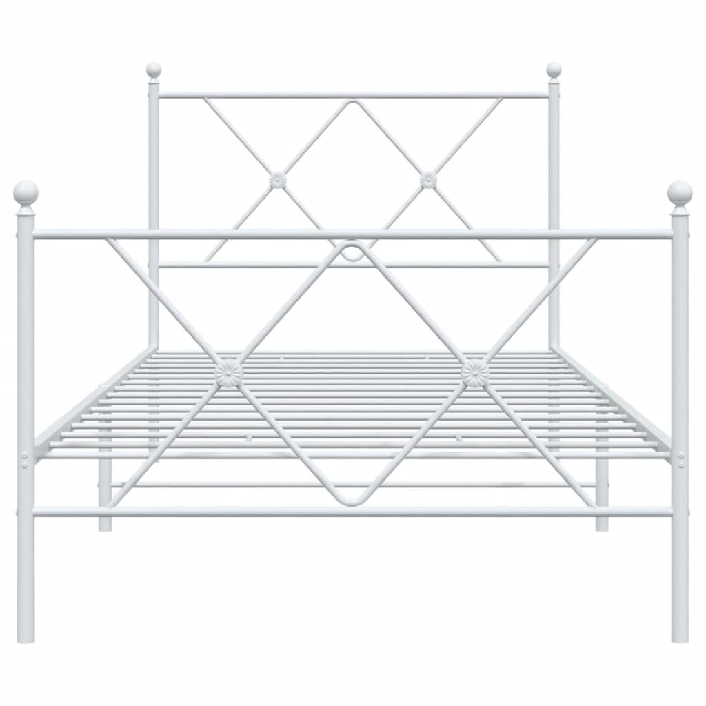 Metalni okvir kreveta uzglavlje i podnožje bijeli 90 x 200 cm