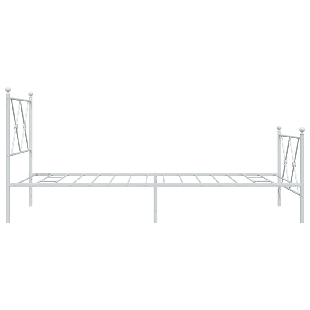 Metalni okvir kreveta uzglavlje i podnožje bijeli 90 x 200 cm