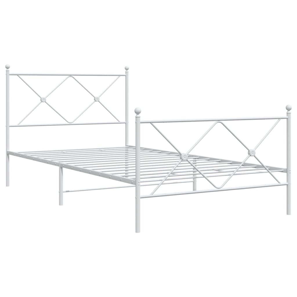 Metalni okvir kreveta uzglavlje i podnožje bijeli 100x200 cm
