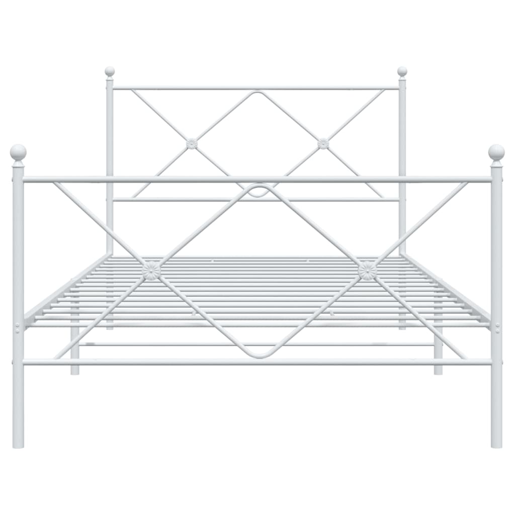Metalni okvir kreveta uzglavlje i podnožje bijeli 100x200 cm