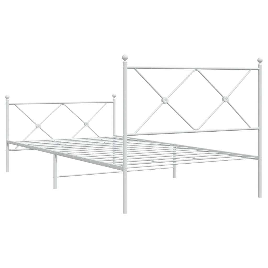Metalni okvir kreveta uzglavlje i podnožje bijeli 100x200 cm