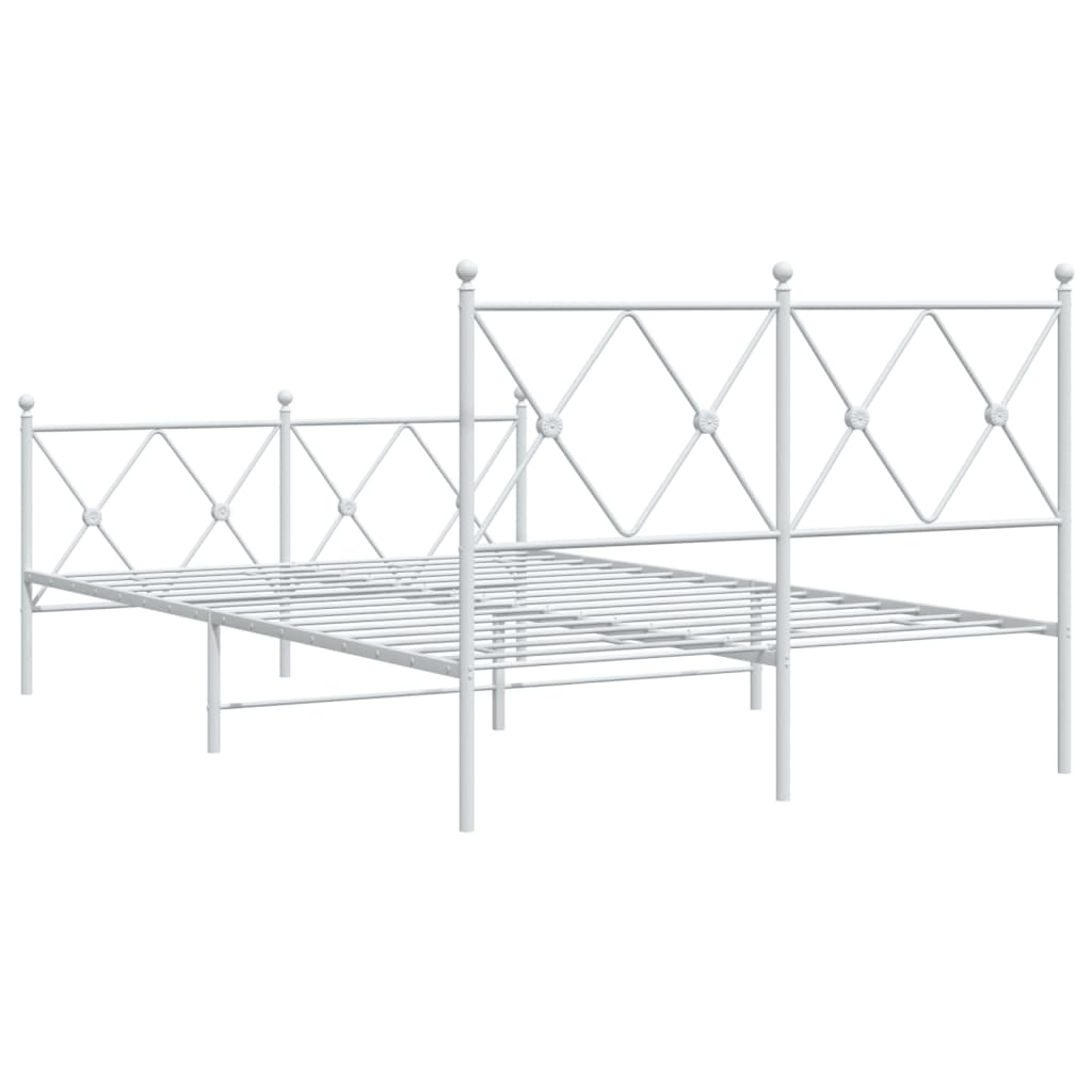 Metalni okvir kreveta uzglavlje i podnožje bijeli 120x190 cm