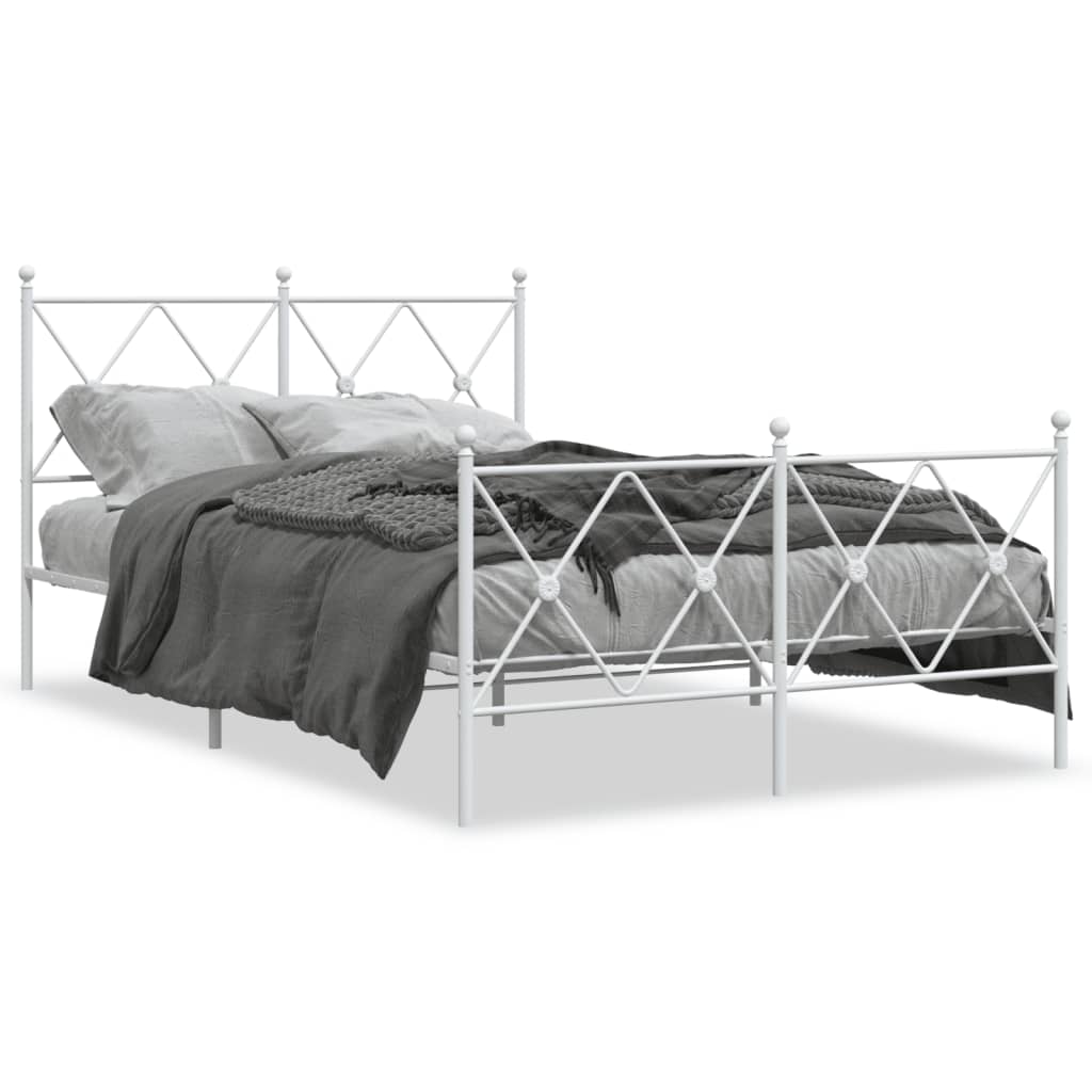 Metalni okvir kreveta uzglavlje i podnožje bijeli 120x200 cm