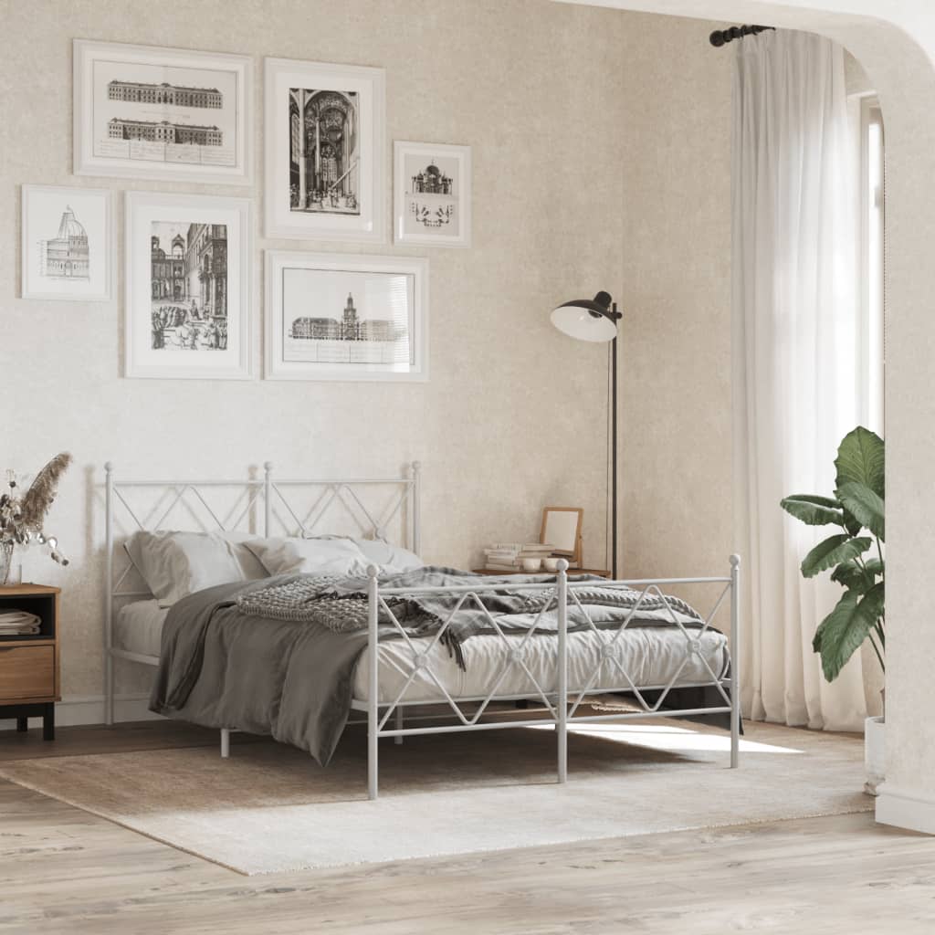 Metalni okvir kreveta uzglavlje i podnožje bijeli 120x200 cm