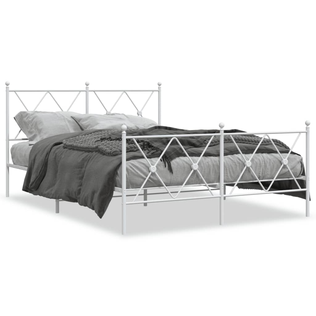 Metalni okvir kreveta uzglavlje i podnožje bijeli 140 x 190 cm