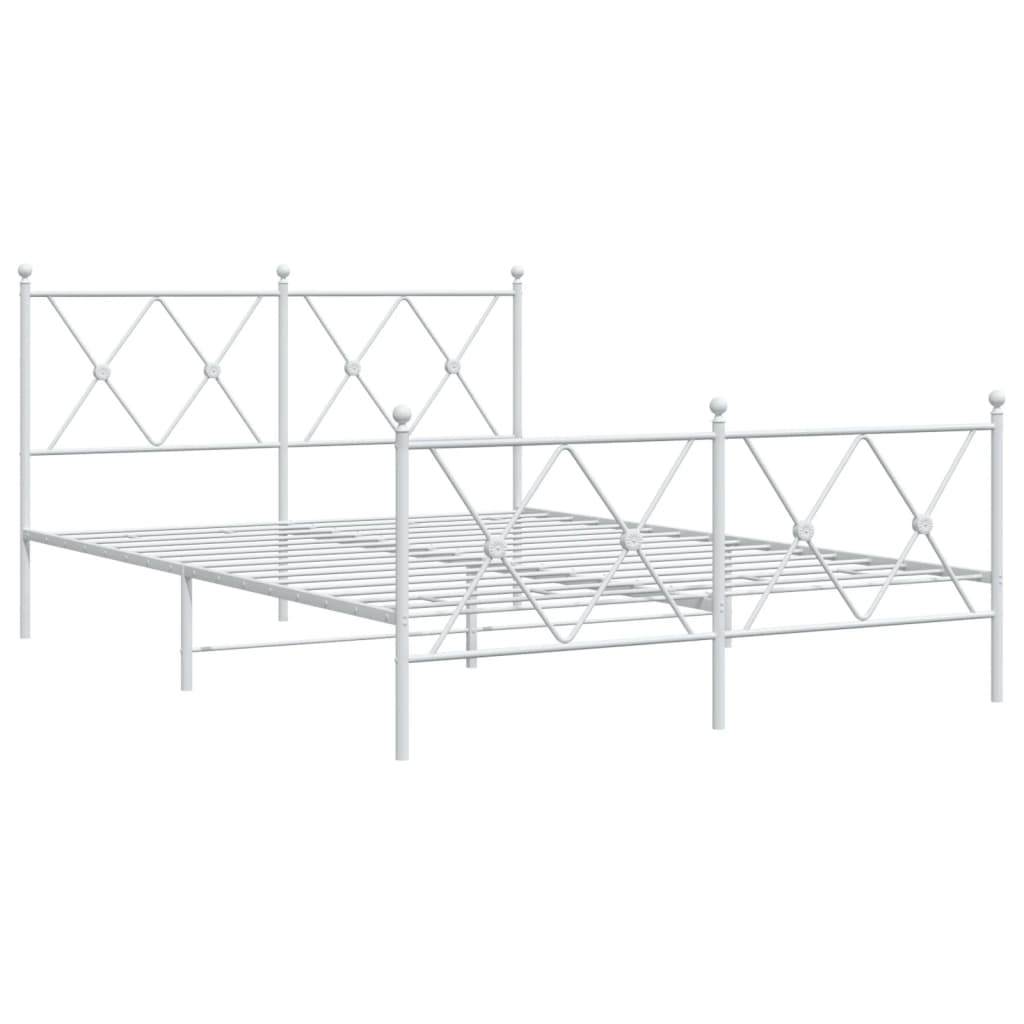Metalni okvir kreveta uzglavlje i podnožje bijeli 140 x 190 cm