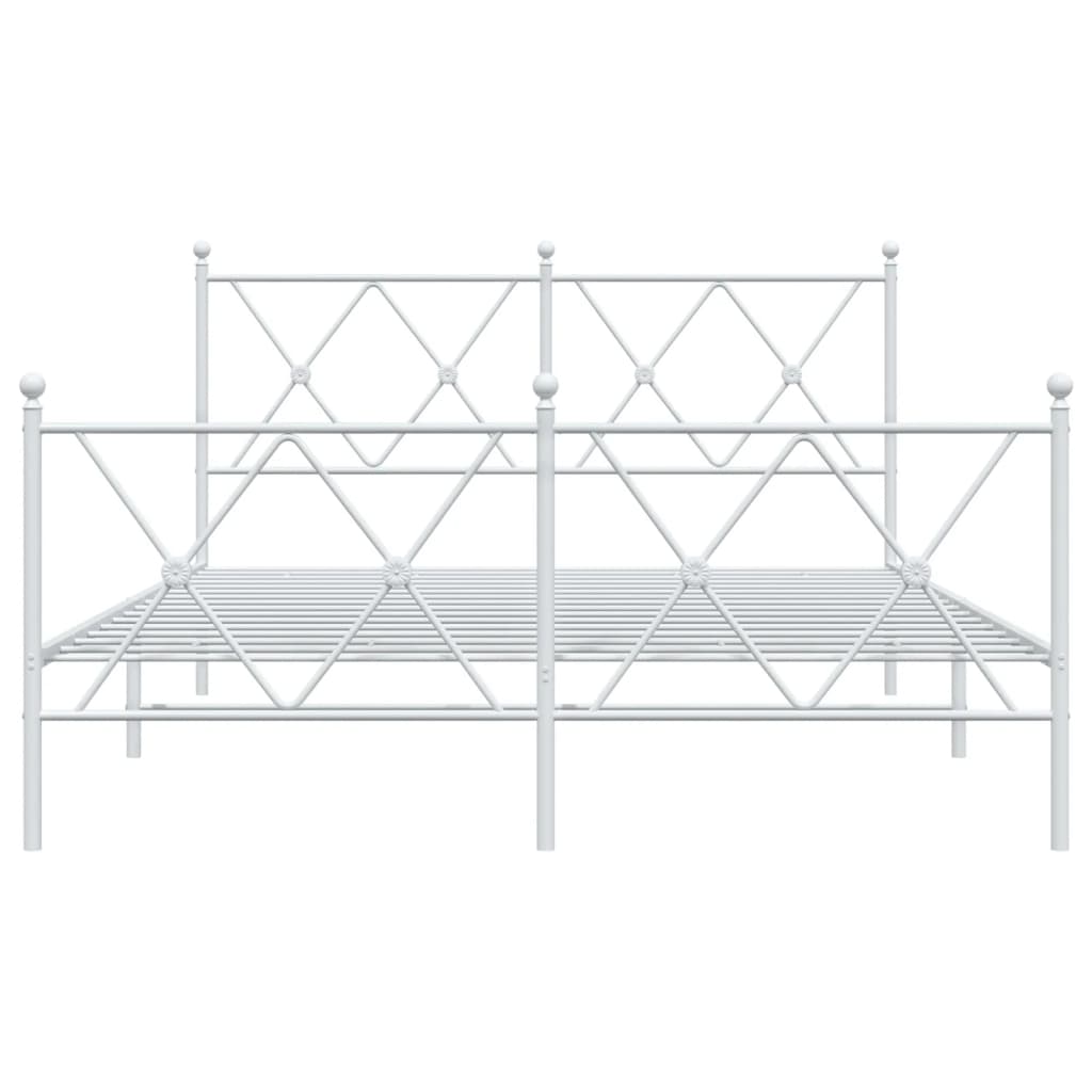 Metalni okvir kreveta uzglavlje i podnožje bijeli 140 x 190 cm