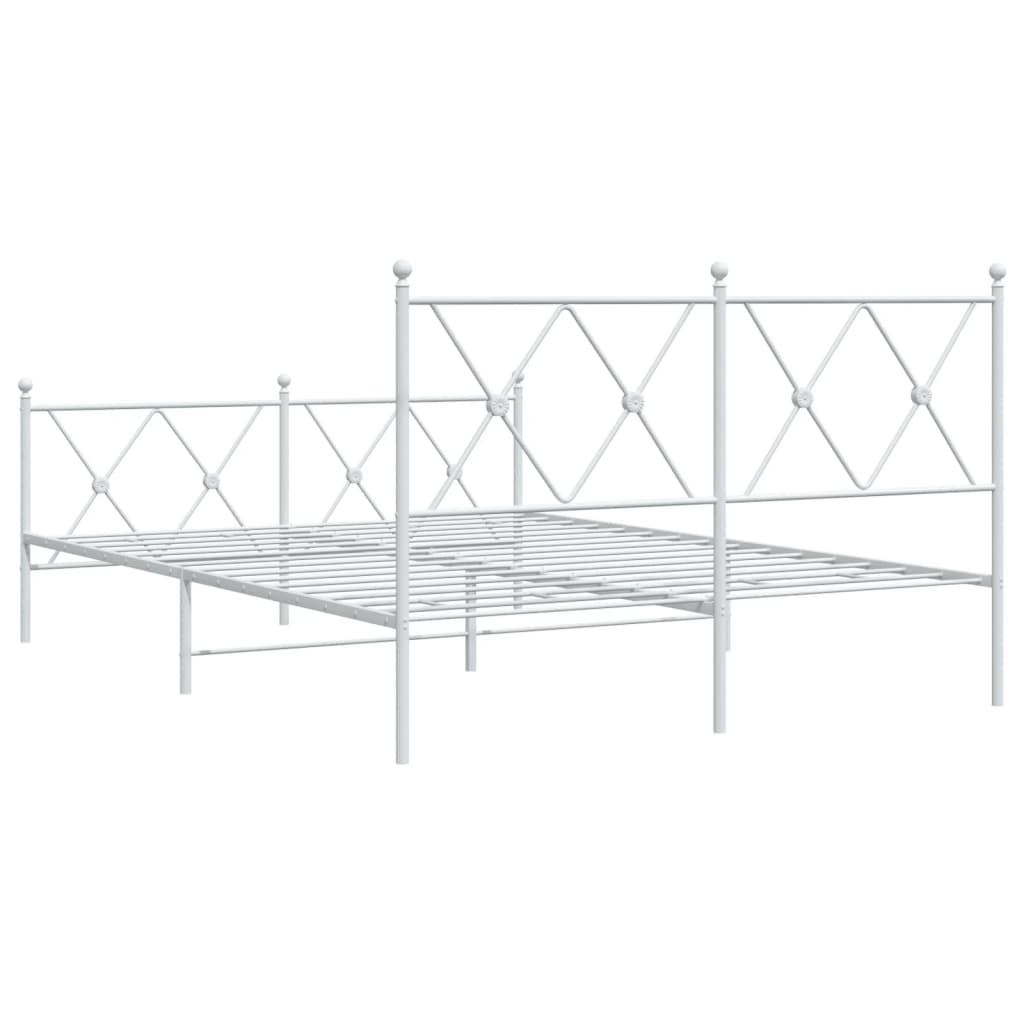 Metalni okvir kreveta uzglavlje i podnožje bijeli 140 x 190 cm