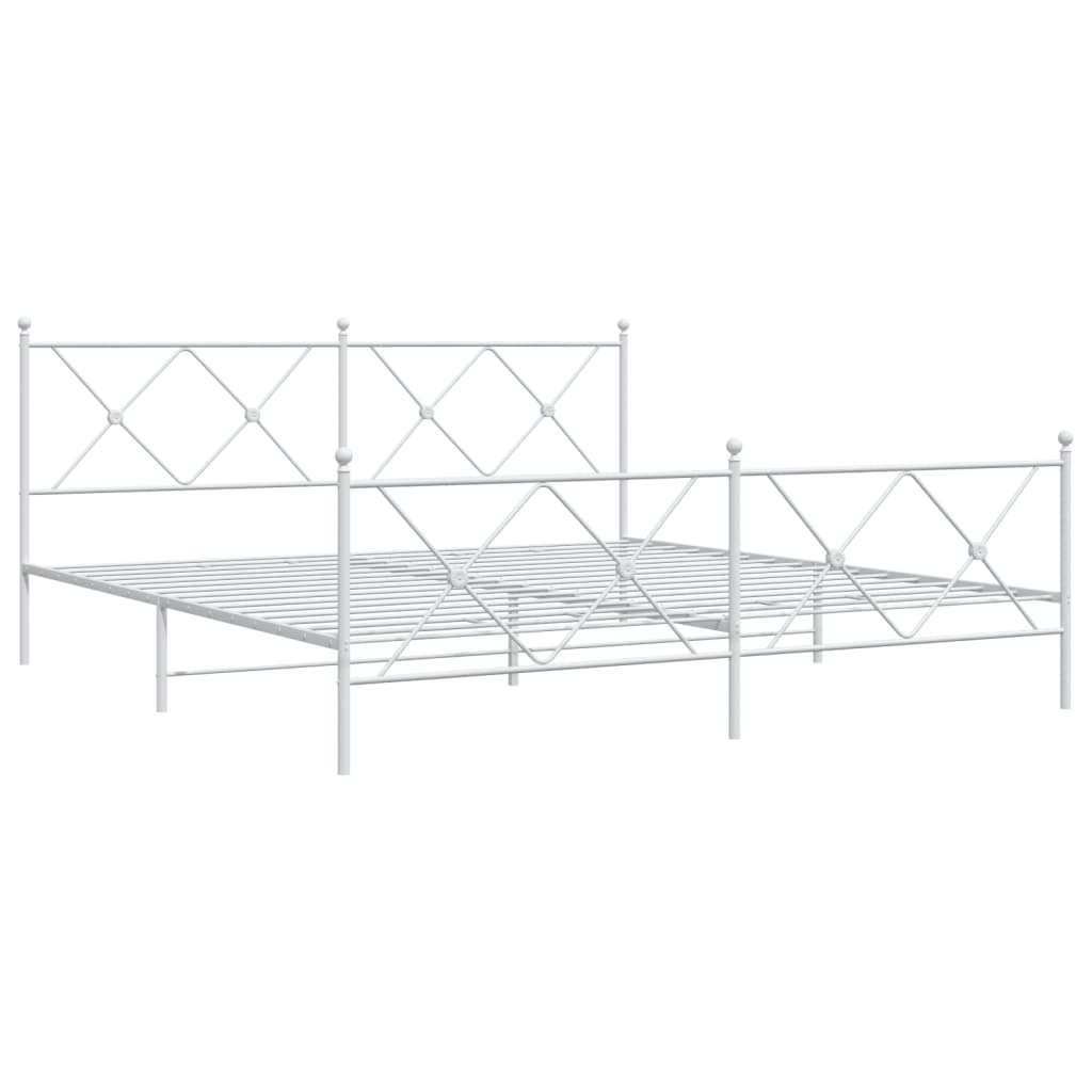 Metalni okvir kreveta uzglavlje i podnožje bijeli 183x213 cm