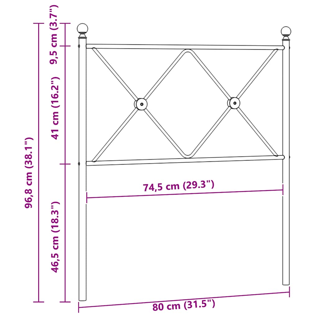 Metalno zamjensko uzglavlje bijelo 75 cm