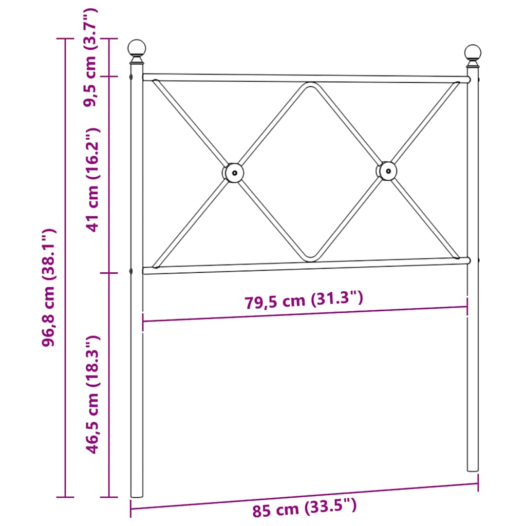 Metalno zamjensko uzglavlje bijelo 80 cm