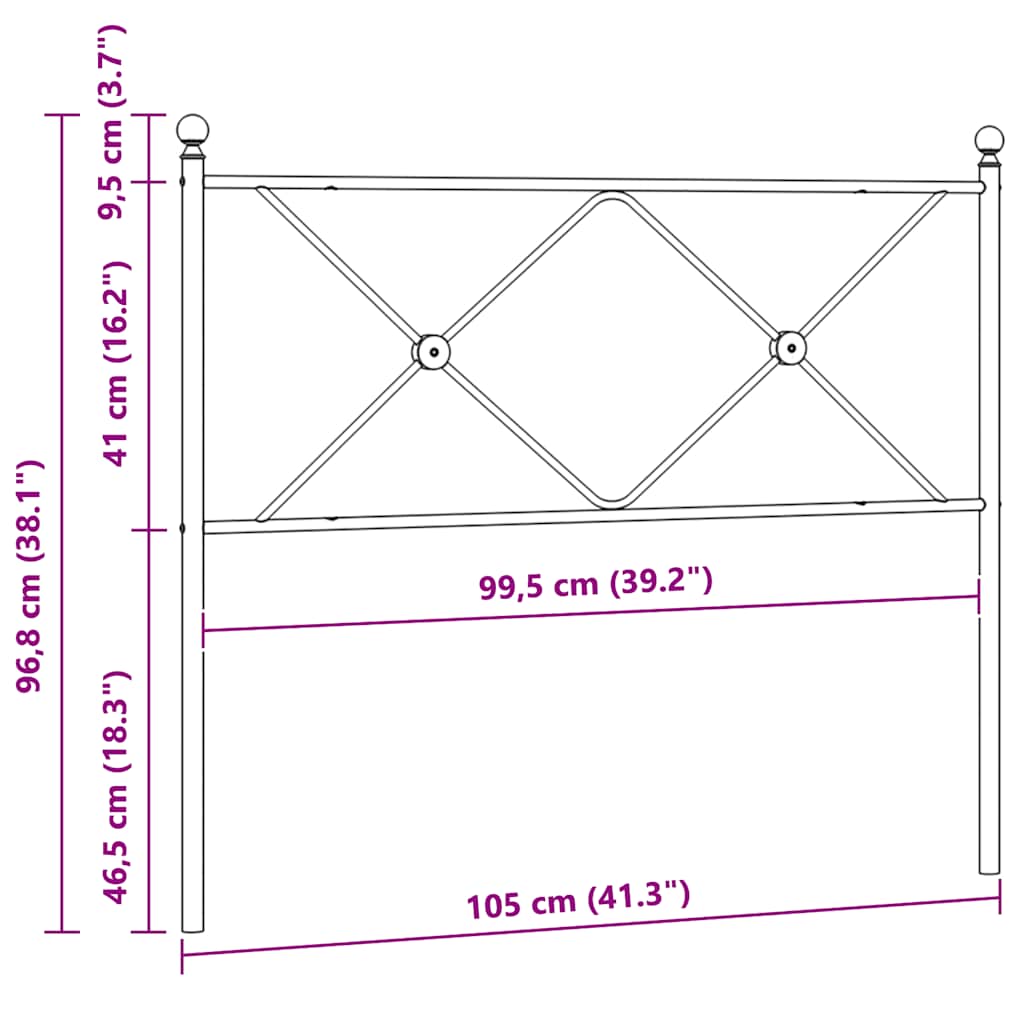 Metalno zamjensko uzglavlje bijelo 100 cm