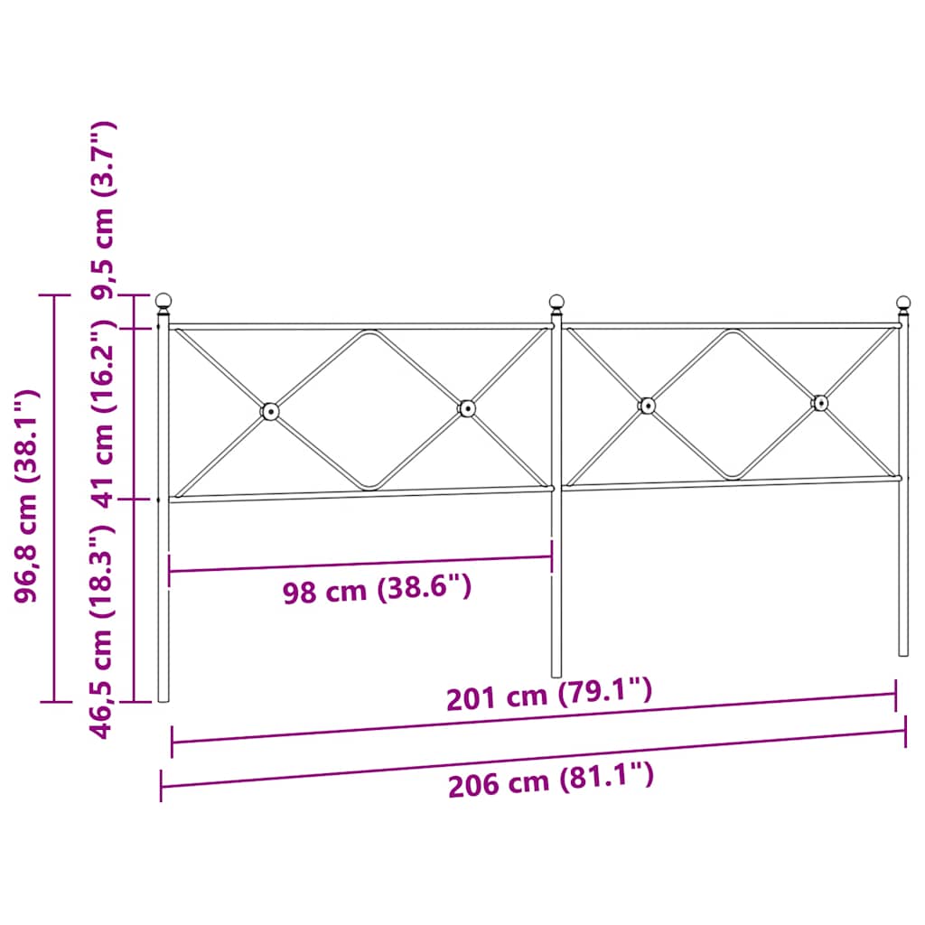 Metalno zamjensko uzglavlje bijelo 200 cm