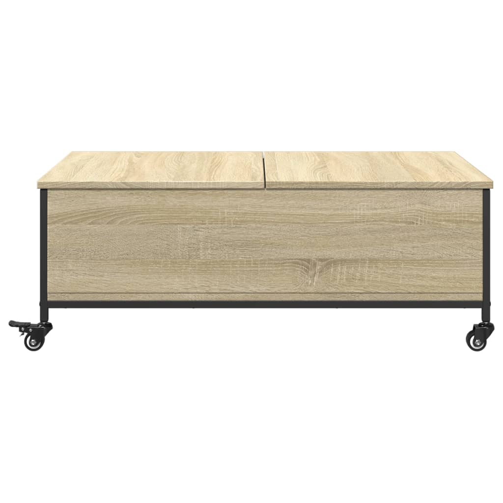Stolić za kavu s kotačima boja hrasta sonome 91x55x34 cm drveni