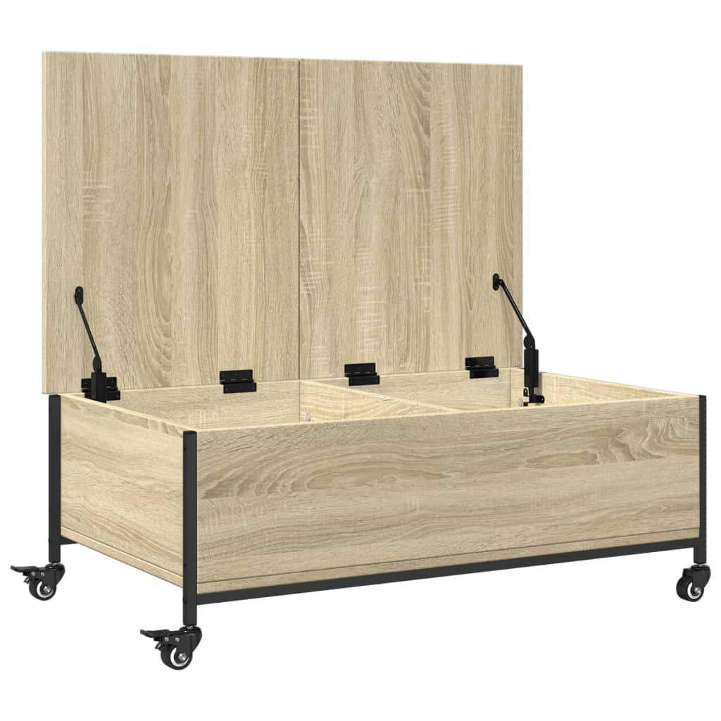Stolić za kavu s kotačima boja hrasta sonome 91x55x34 cm drveni